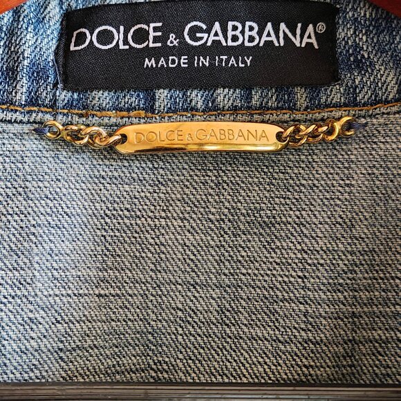 DOLCE & GABBANA Rare Vintage Distressed Denim Jacket - Picture 12 of 14